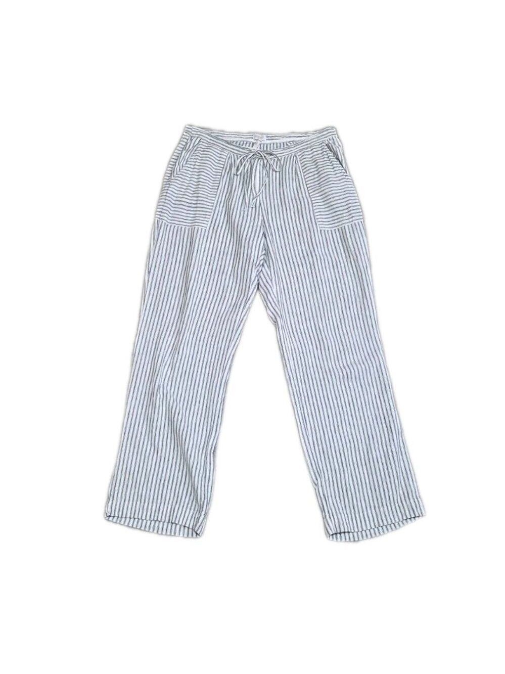 Laundry By Shelli Segal Striped White Beach Linen Lounge Pants Women's Size 10